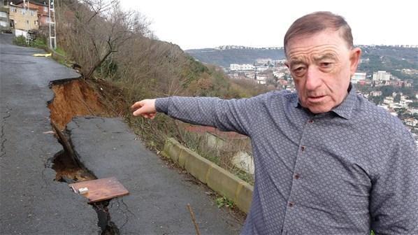 Sarıyerde yol çöktü, mahalle sakinleri tedirgin