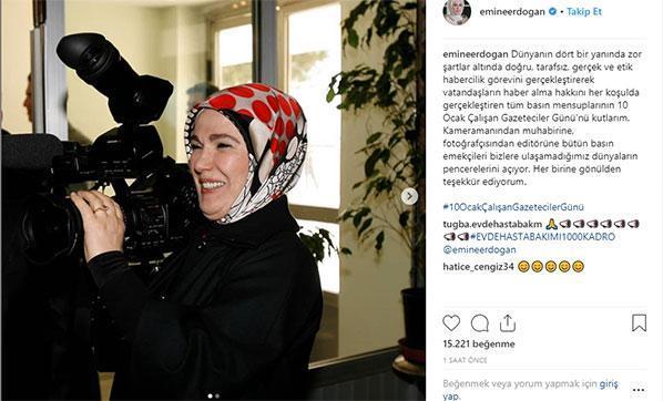 Emine Erdoğandan Çalışan Gazeteciler Günü paylaşımı