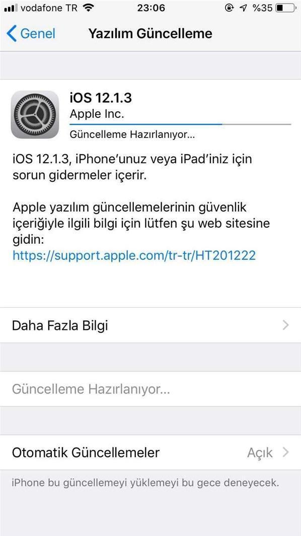 iOS 12.1.3 güncellemesi yayınlandı