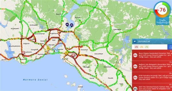 İstanbulda trafik kilit Yüzde 80e ulaştı