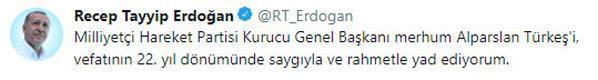 Cumhurbaşkanı Erdoğandan Türkeş paylaşımı