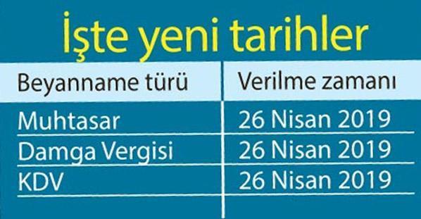 Vergide beyanname süreleri değişti