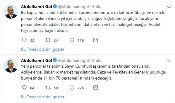 Adalet Bakanı Gül duyurdu: 11 bin 78 personel alınacak