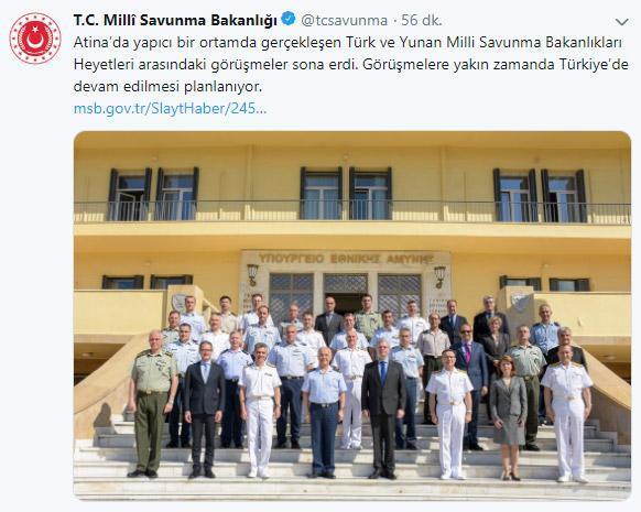 Milli Savunma Bakanlığından Yunanistan paylaşımı