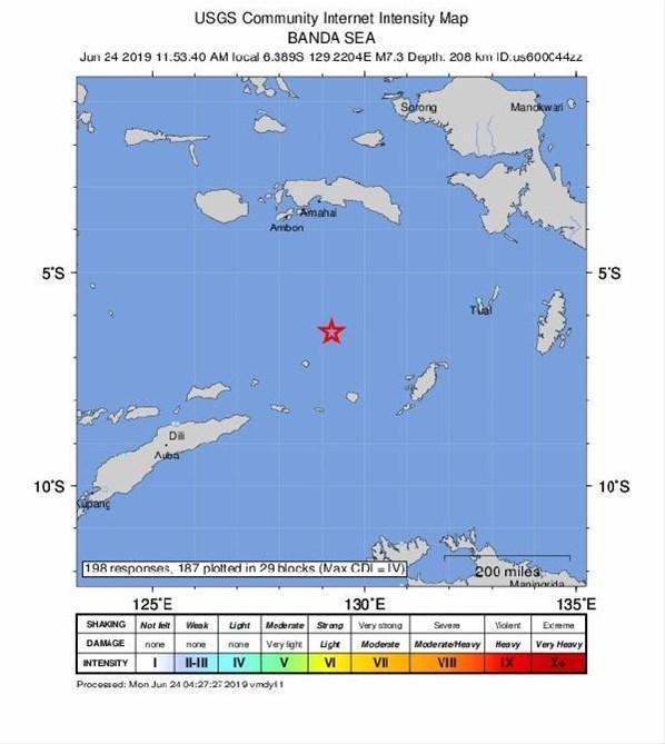 Endonezyada 7,7 büyüklüğünde deprem