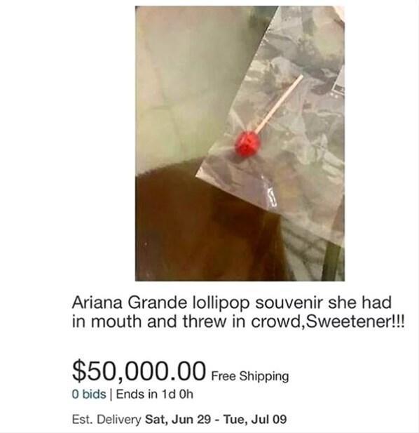Ünlü şarkıcının konserde yalayıp seyircilere fırlattığı lolipop satışa çıkarıldı