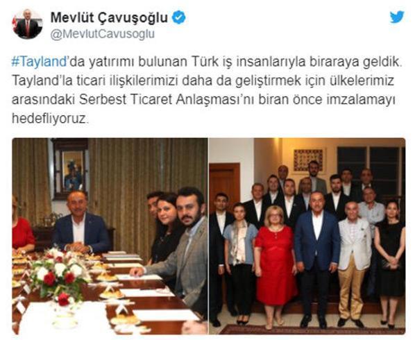 Bakan Çavuşoğlu Taylandda Türk yatırımcılarla buluştu