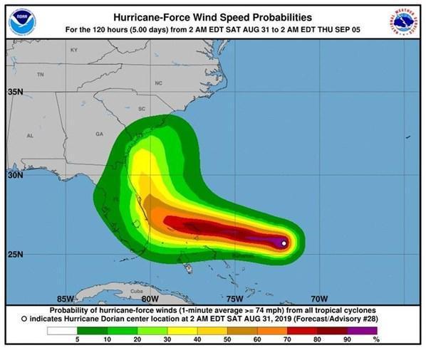 Kategori 4teki Dorian Kasırgası Florida kıyılarına yaklaşıyor