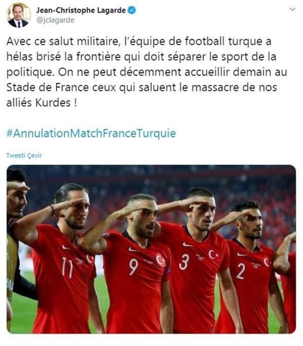 Skandal paylaşım... Fransa-Türkiye maçının iptalini istedi