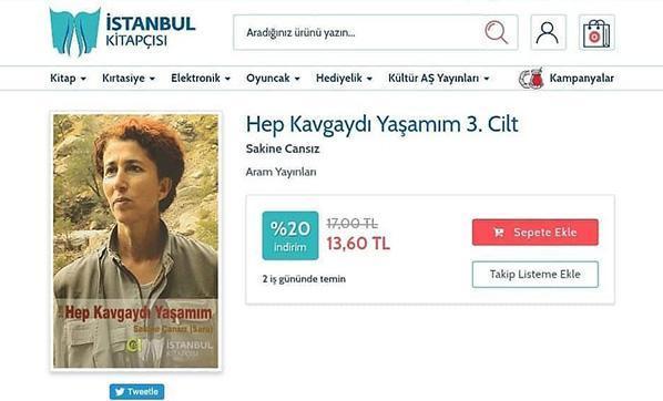 İstanbul Kitapçısı, Sakine Cansızın kitabını satıştan kaldırdı