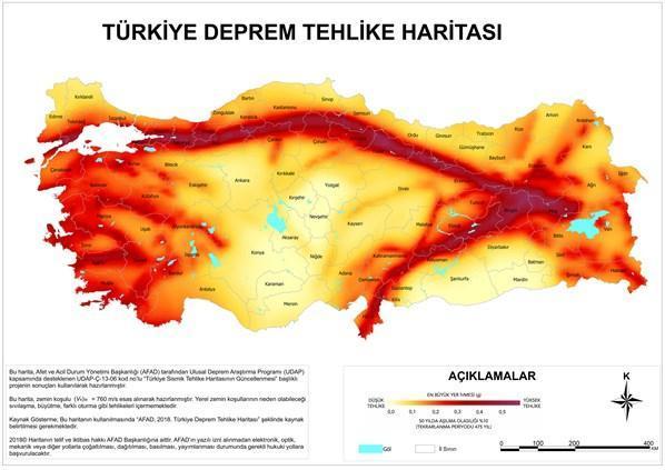 Türkiye deprem haritası | Deprem tehlike haritası (AFAD’a göre Türkiye’de en tehlikeli bölgeler)