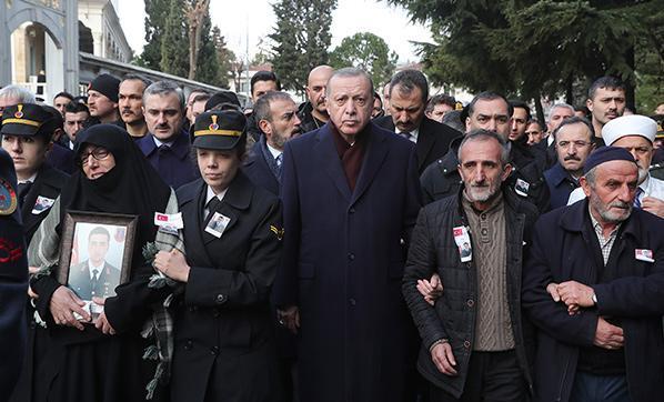 Cumhurbaşkanı Erdoğan şehit olan Cihan Eratın cenaze törenine katıldı
