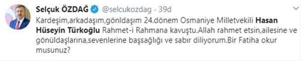 24. Dönem Milletvekili Hasan Hüseyin Türkoğlu vefat etti