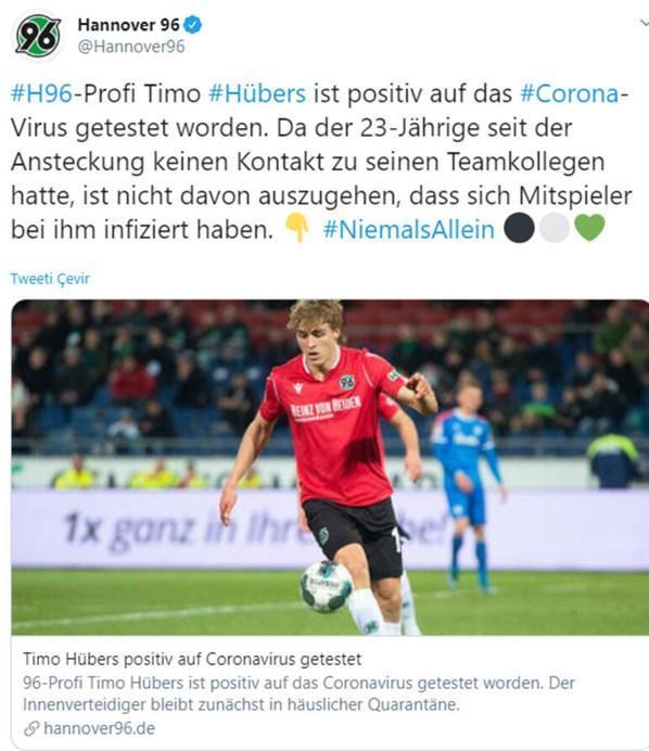 Corona virüse yakalanan ilk futbolcu Timo Hübers oldu