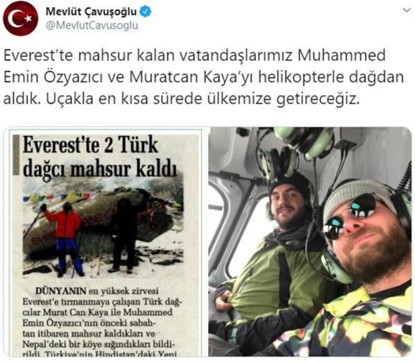 Everestte mahsur kalan Türk dağcılarla ilgili Bakan Çavuşoğlundan açıklama