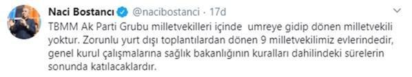 Naci Bostancıdan Umreden dönen AK Partili vekil iddiasına yanıt