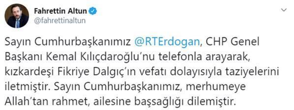 Cumhurbaşkanı Erdoğandan Kılıçdaroğluna taziye telefonu