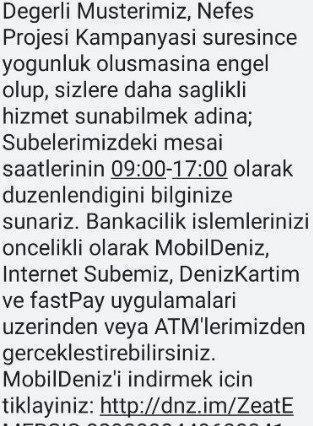 Denizbank mesajla duyurdu Değişti...