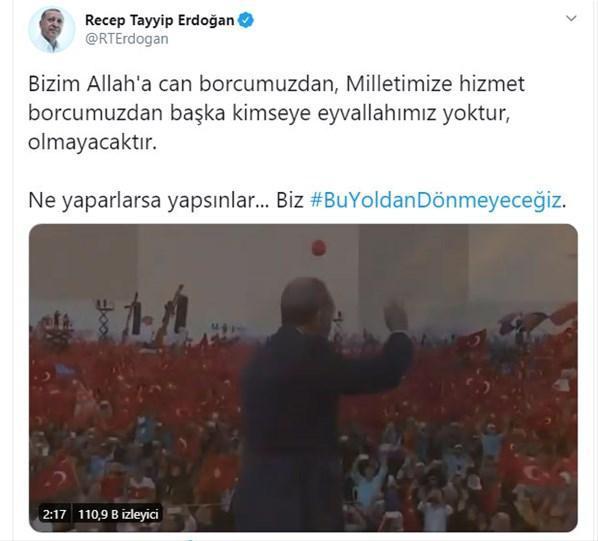 Cumhurbaşkanı Erdoğan bu sözlerle paylaştı Kimseye  eyvallahımız yoktur...