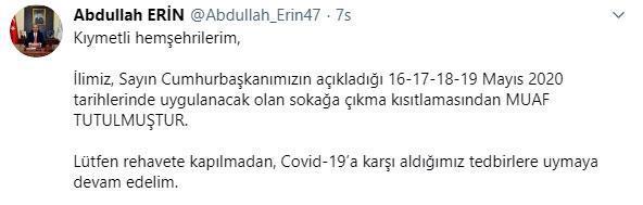 Son dakika gelişmesi 4 günlük sokağa çıkma kısıtlamasında 6 kent muaf tutuldu