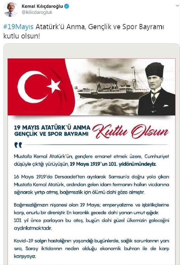 Kılıçdaroğlundan 19 Mayıs mesajı