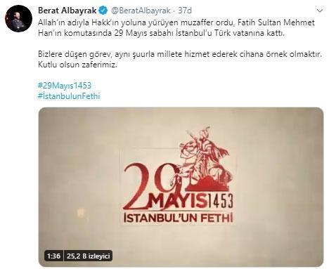 Bakan Albayrak, İstanbulun fethinin yıl dönümünü kutladı