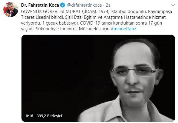 Bakan Kocadan, Murat Çidam paylaşımı