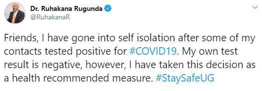 Uganda Başbakanı Kovid-19 şüphesiyle kendini karantinaya aldı