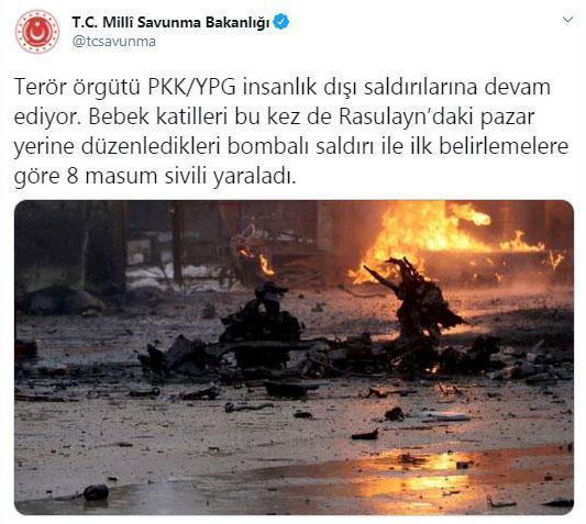 YPG/PKKnın Rasulaynda düzenlediği bombalı saldırıda 8 sivil  yaralandı