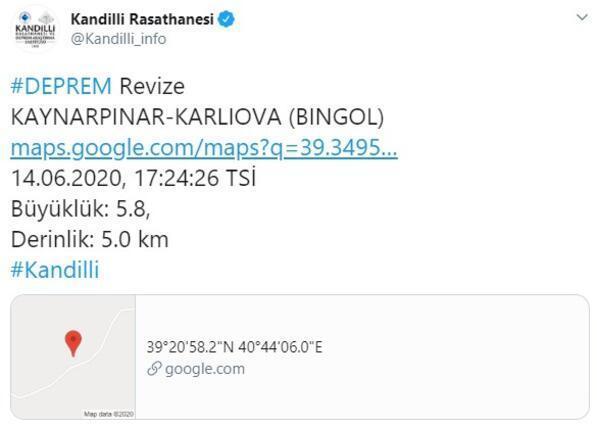 Bingölde 5.7 büyüklüğünde deprem Çok sayıda ilde hissedildi...