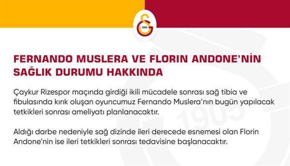 Galatasaraydan Muslera ve Andonenin sakatlıkları hakkında açıklama
