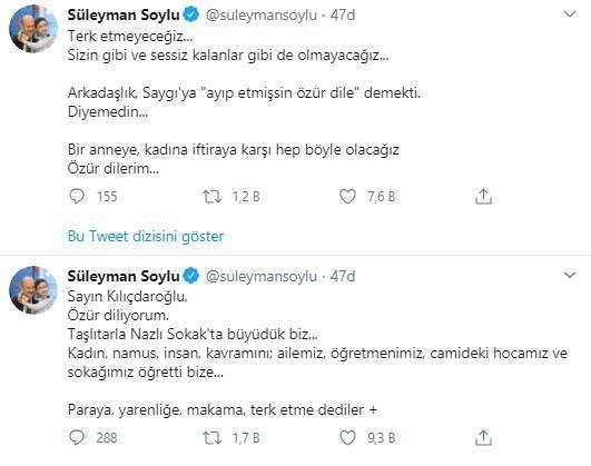 Bakan Soylu Özür dilerim dedi ve Kılıçdaroğluna cevap verdi