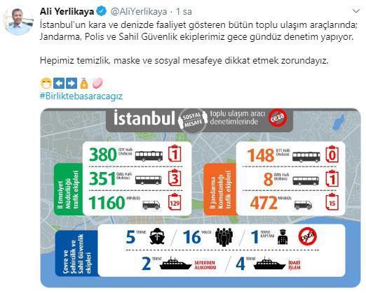 İstanbul Valisi Yerlikayadan temizlik, maske ve sosyal mesafeye  uyarısı