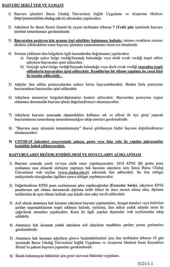 Bursa Uludağ Üniversitesi 161 sözleşmeli personel alıyor Bursa Uludağ Üniversitesi personel alımı başvuruları nasıl yapılır