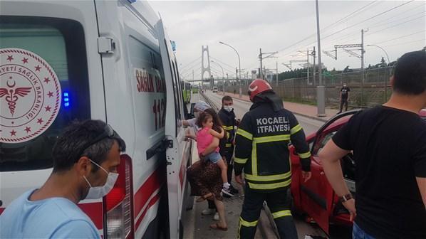 Bariyer otomobilin içine girdi Sürücü, eşi ve kızı yaralı