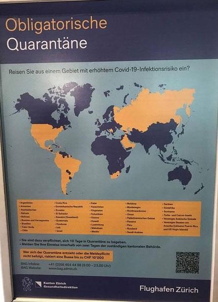 İsviçrede skandal Kovid haritası: Zürih Havalimanına asılan afişte Türkiyeyi sildiler