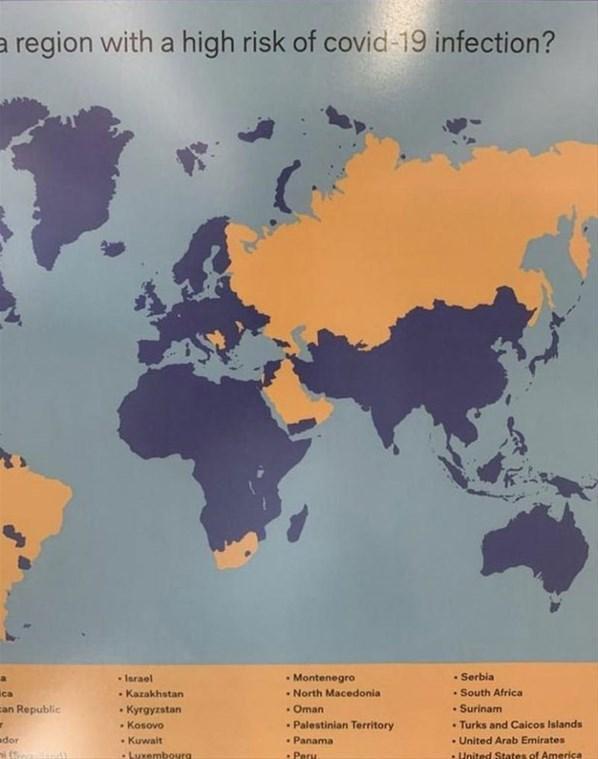 İsviçrede skandal Kovid haritası: Zürih Havalimanına asılan afişte Türkiyeyi sildiler