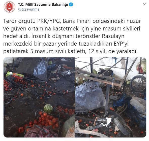PKK/YPG Rasulaynda sivilleri hedef aldı: 5 ölü, 12 yaralı