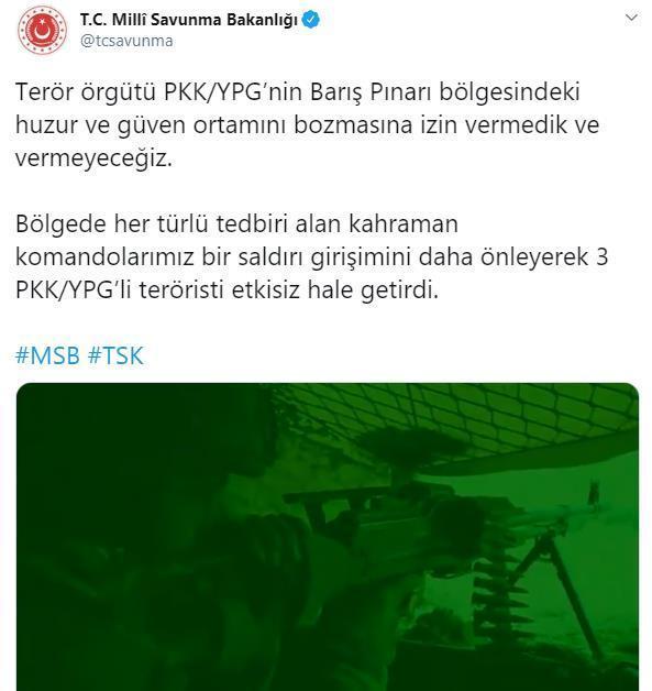 Sıcak çatışma 3 PKK/YPG’li terörist etkisiz hale getirildi