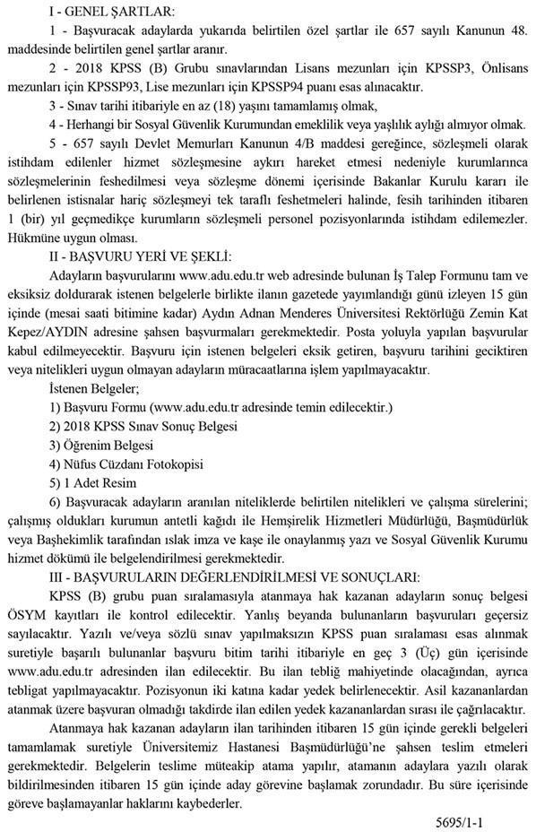Aydın Adnan Menderes Üniversitesi 45 sağlık personeli alıyor