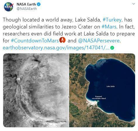 NASAdan Salda Gölü paylaşımı