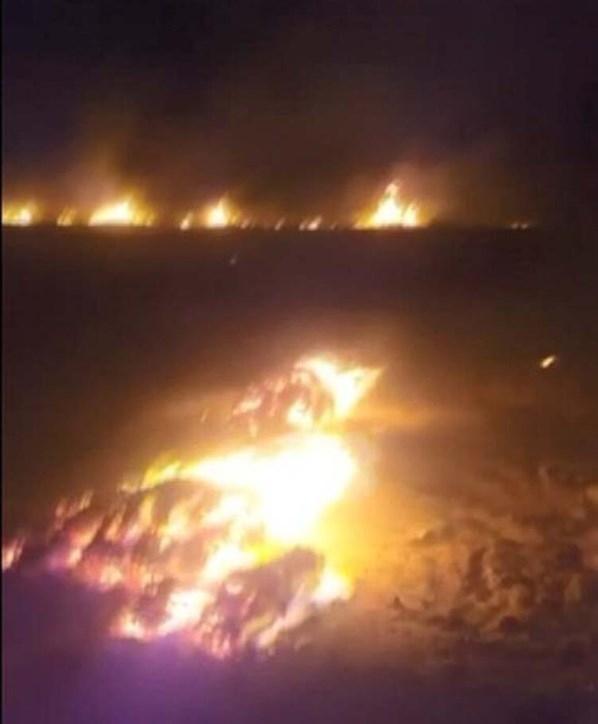 Manisada meteor düştü iddiası Büyük yangın çıktı