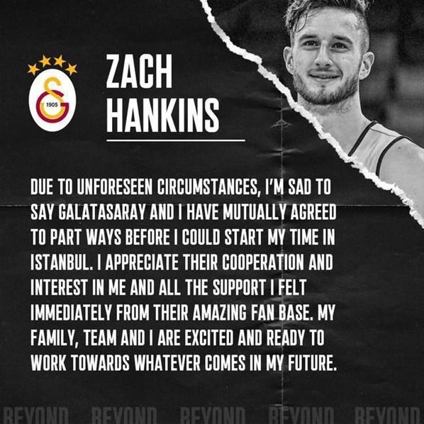 Galatasarayın yeni transferi Zach Hankins sözleşmesini feshetti