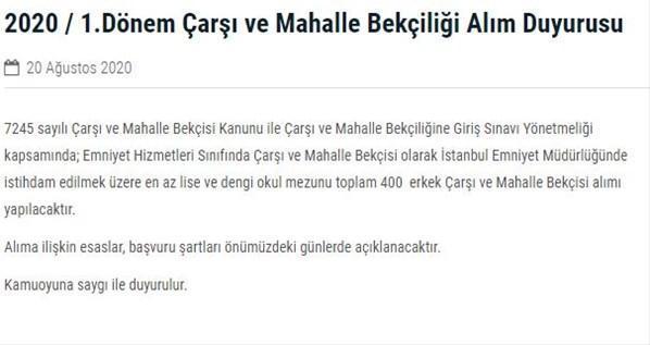 En az lise mezunu 400 bekçi alınacak Bekçi başvuruları nasıl yapılır 2020 bekçi alımı başvuru şartları