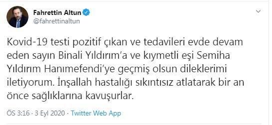 Binali Yıldırım corona virüse yakalandı