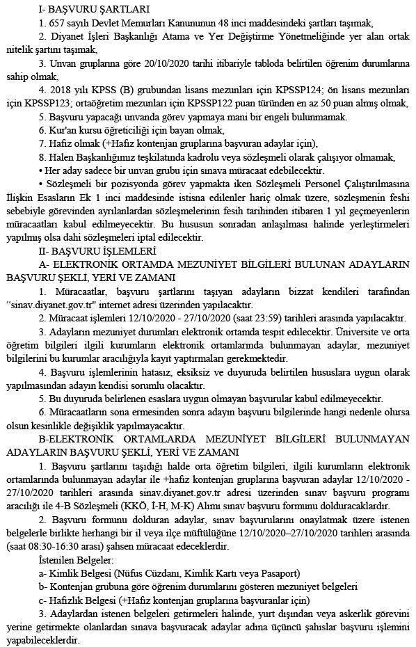 Diyanet 5 bin personel alacak Başvurular nasıl yapılır