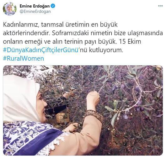 Emine Erdoğandan Dünya Kadın Çiftçiler Günü paylaşımı