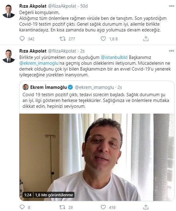 Beşiktaş Belediye Başkanı Rıza Akpolatın korona testi pozitif çıktı