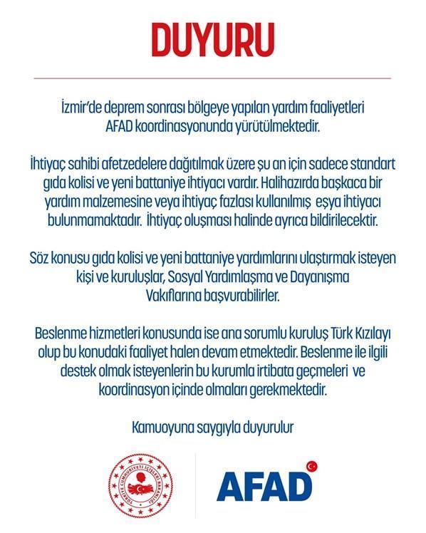 AFAD bağış nasıl yapılır İzmir yardım kampanyası