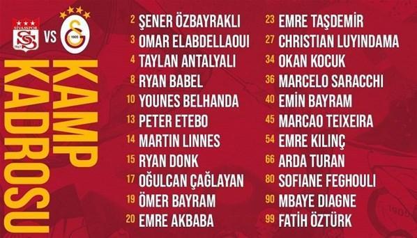 Galatasarayın kamp kadrosu belli oldu